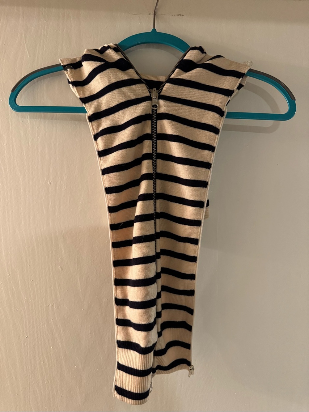 Veronica Beard Wool Striped Dickey - Navy & Cream